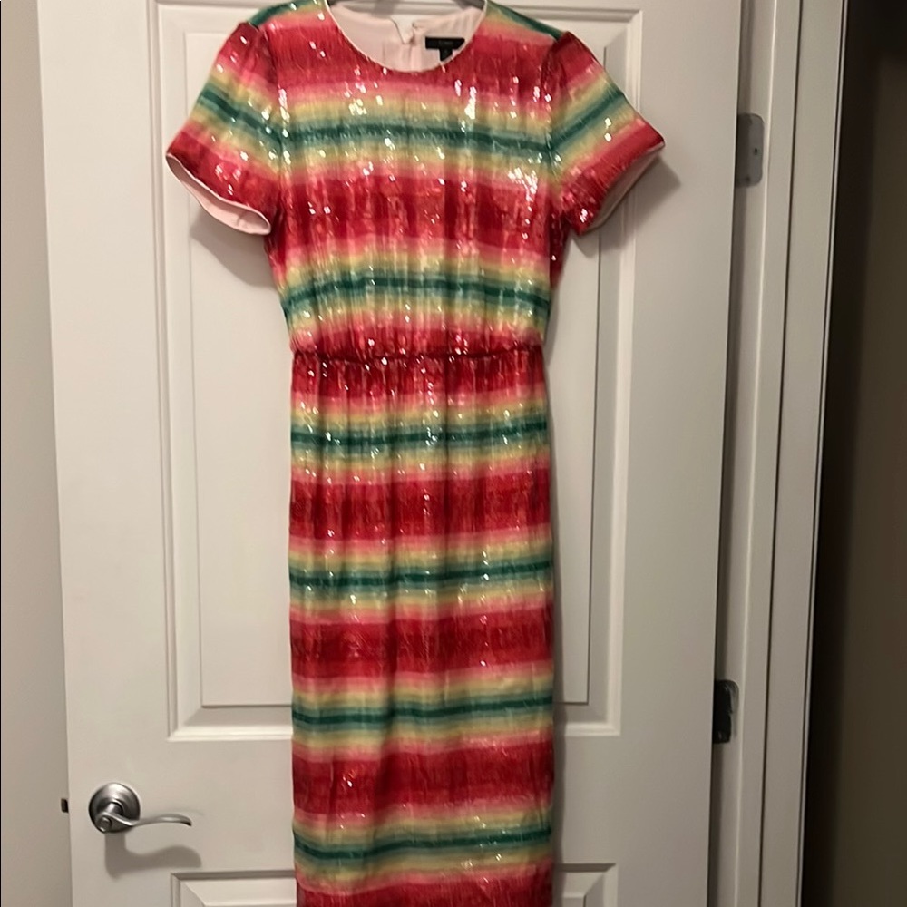 Colorful Striped Sequin Dress